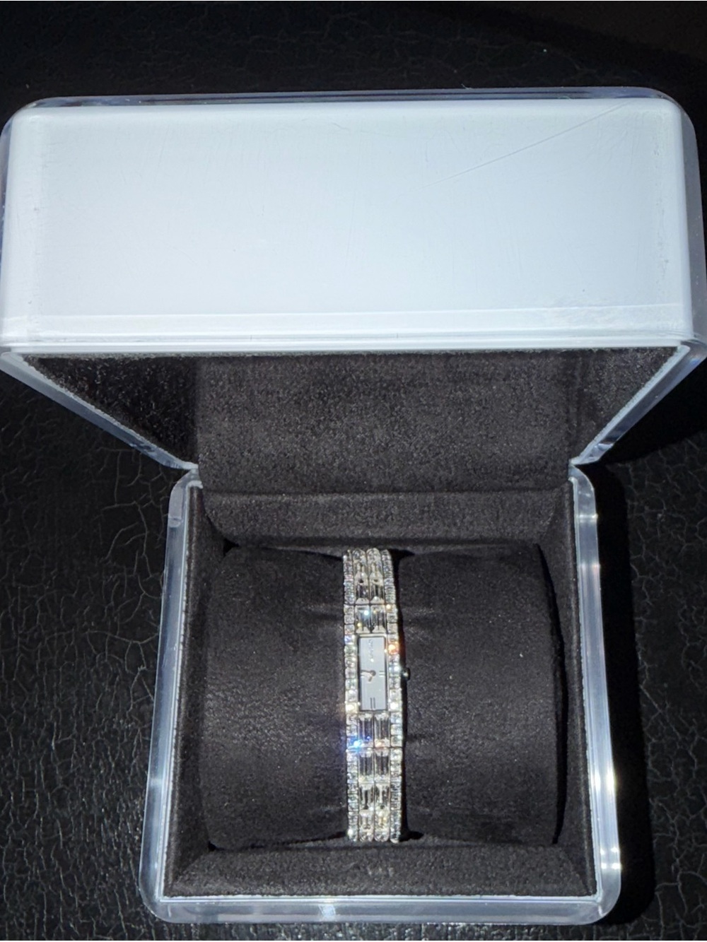 Sterling Silver Crystal Bracelet Watch - White/Silver